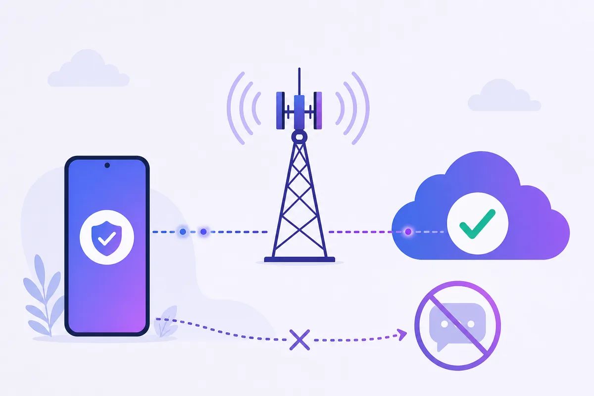 A phone verified silently through the carrier network with no SMS